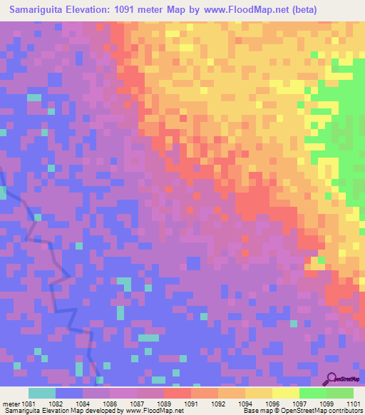 Samariguita,Angola Elevation Map