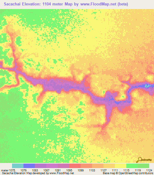 Sacachai,Angola Elevation Map