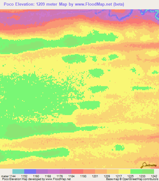 Poco,Angola Elevation Map