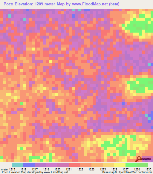 Poco,Angola Elevation Map