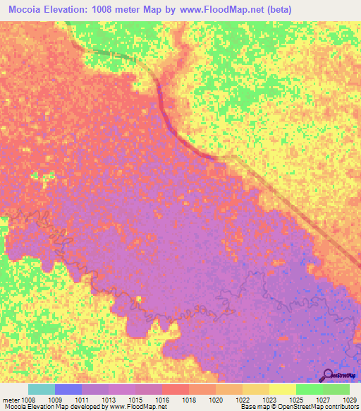 Mocoia,Angola Elevation Map