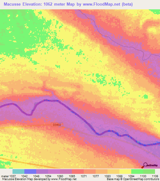 Macusse,Angola Elevation Map