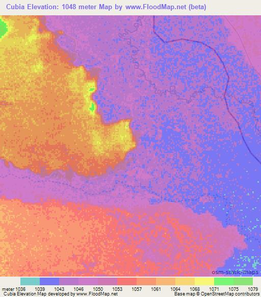 Cubia,Angola Elevation Map