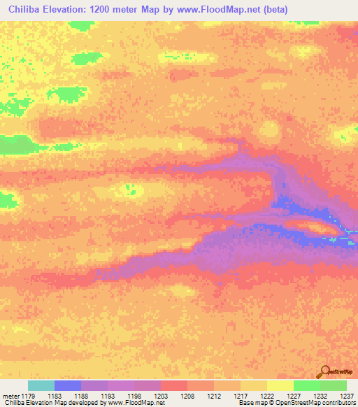 Chiliba,Angola Elevation Map