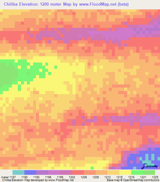 Chiliba,Angola Elevation Map