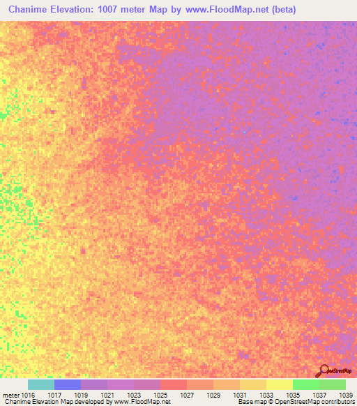 Chanime,Angola Elevation Map