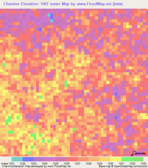 Chanime,Angola Elevation Map