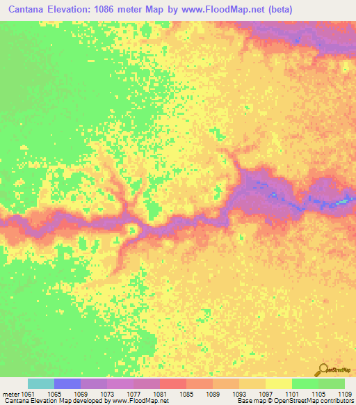 Cantana,Angola Elevation Map