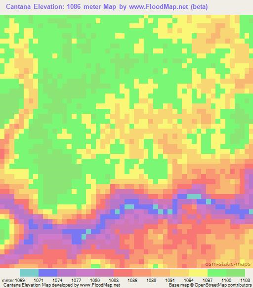 Cantana,Angola Elevation Map