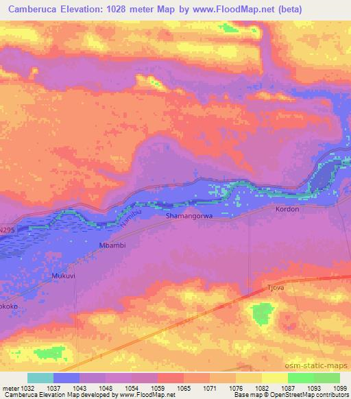 Camberuca,Angola Elevation Map