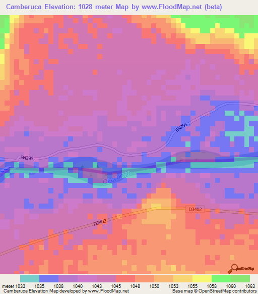 Camberuca,Angola Elevation Map