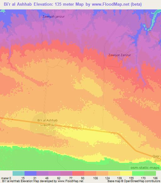 Bi'r al Ashhab,Libya Elevation Map