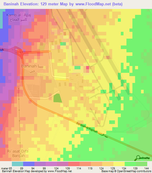 Baninah,Libya Elevation Map