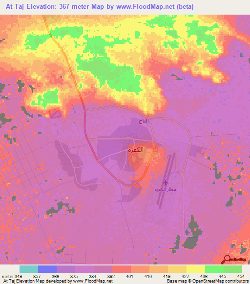 At Taj,Libya Elevation Map