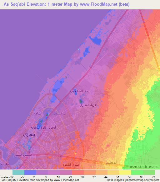 As Saq`abi,Libya Elevation Map