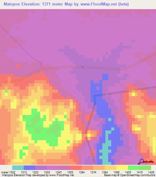 Matopos,Zimbabwe Elevation Map