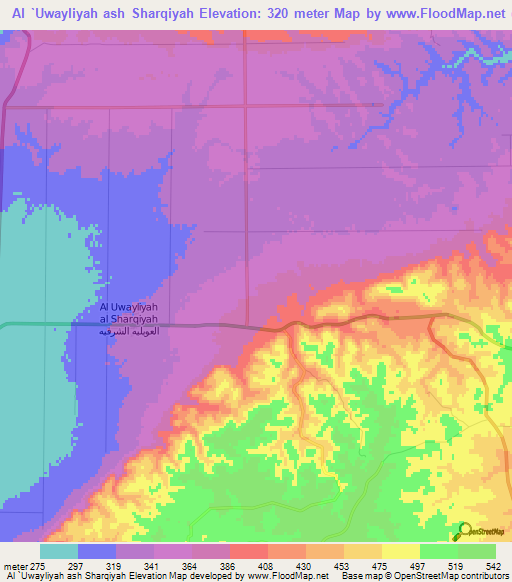 Al `Uwayliyah ash Sharqiyah,Libya Elevation Map