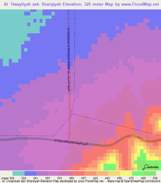 Al `Uwayliyah ash Sharqiyah,Libya Elevation Map