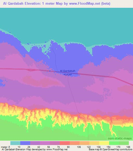 Al Qardabah,Libya Elevation Map