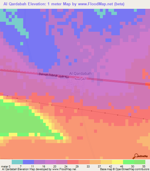 Al Qardabah,Libya Elevation Map