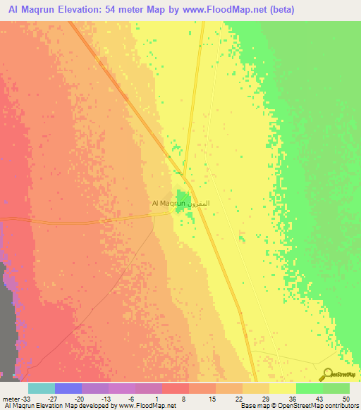 Al Maqrun,Libya Elevation Map