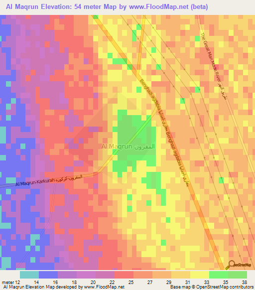 Al Maqrun,Libya Elevation Map