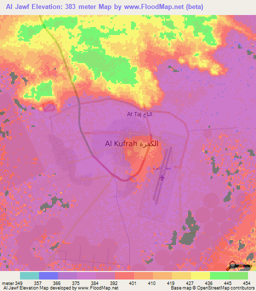 Al Jawf,Libya Elevation Map