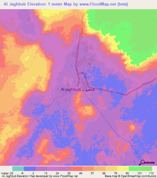 Al Jaghbub,Libya Elevation Map