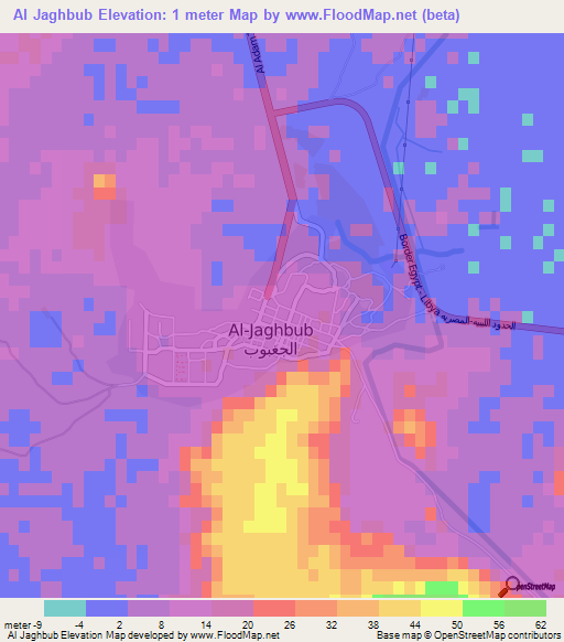 Al Jaghbub,Libya Elevation Map