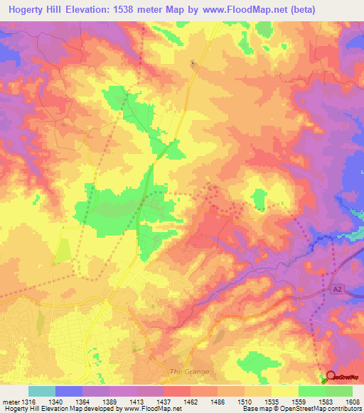 Hogerty Hill,Zimbabwe Elevation Map