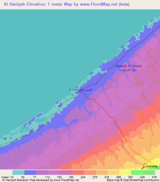 Al Haniyah,Libya Elevation Map