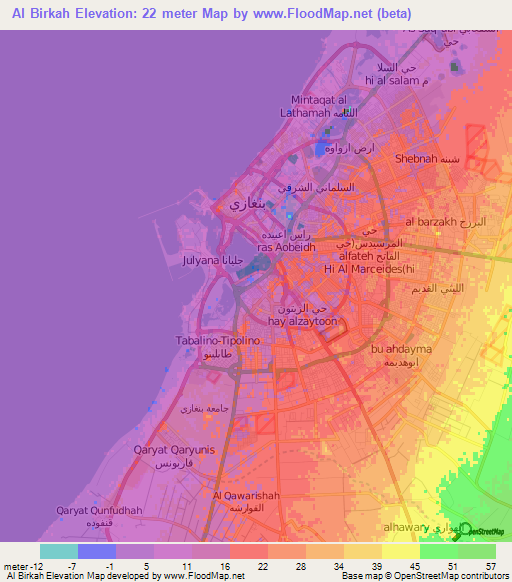 Al Birkah,Libya Elevation Map