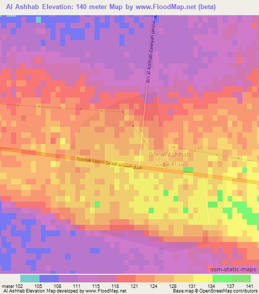 Al Ashhab,Libya Elevation Map