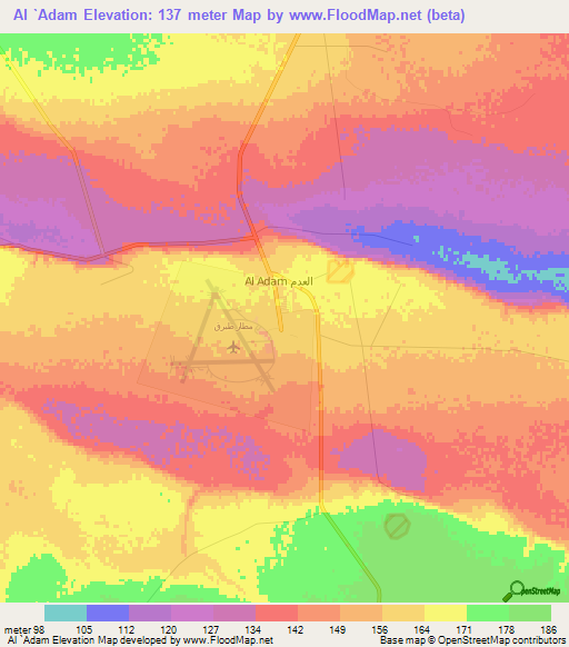 Al `Adam,Libya Elevation Map