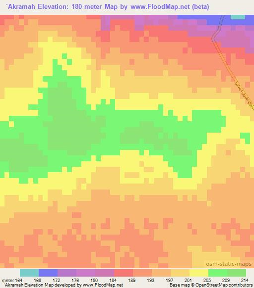 `Akramah,Libya Elevation Map