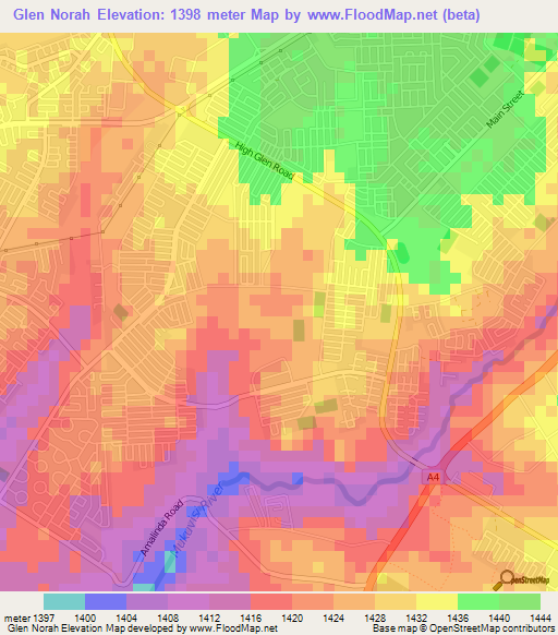 Glen Norah,Zimbabwe Elevation Map