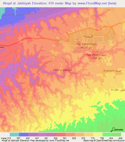 Ahqaf al Jabhiyah,Libya Elevation Map