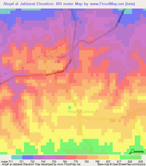 Ahqaf al Jabbarat,Libya Elevation Map