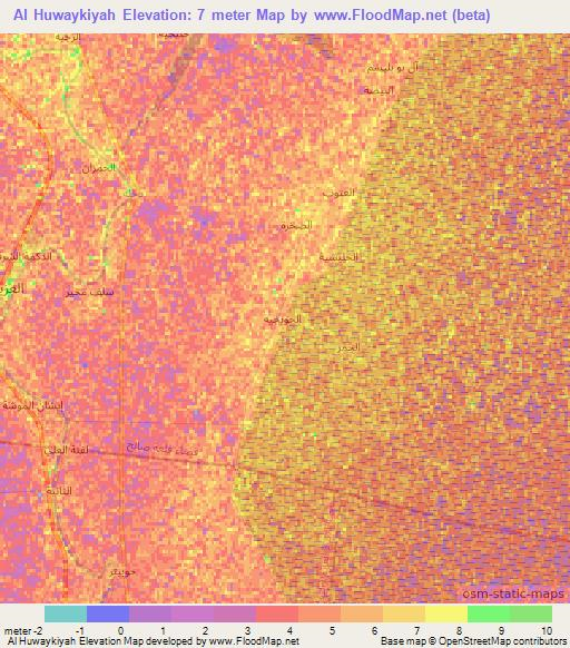 Al Huwaykiyah,Iraq Elevation Map