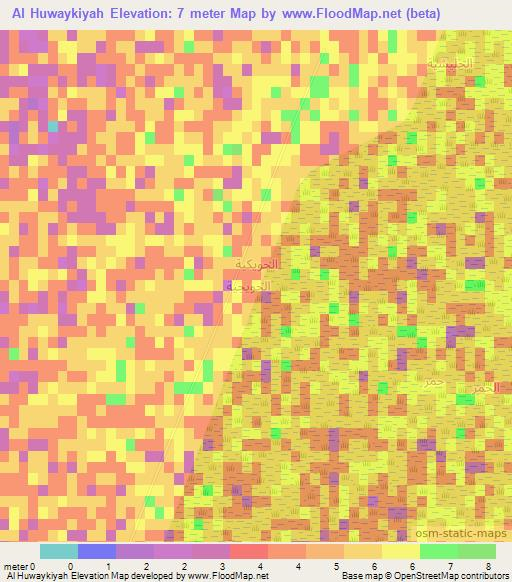Al Huwaykiyah,Iraq Elevation Map