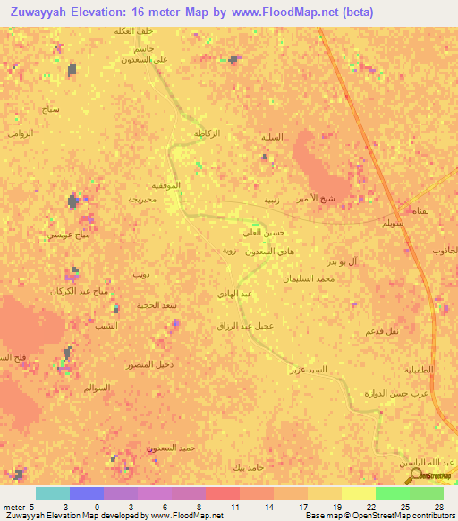 Zuwayyah,Iraq Elevation Map