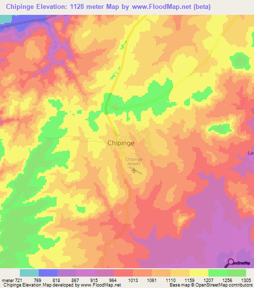 Chipinge,Zimbabwe Elevation Map