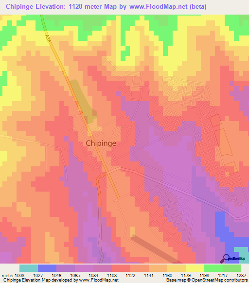 Chipinge,Zimbabwe Elevation Map