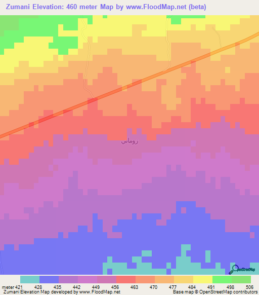 Zumani,Iraq Elevation Map