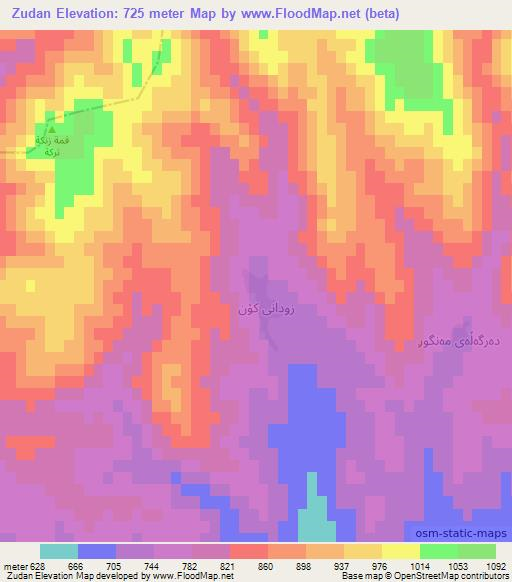 Zudan,Iraq Elevation Map