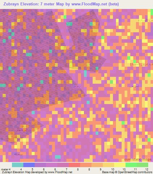 Zubrayn,Iraq Elevation Map