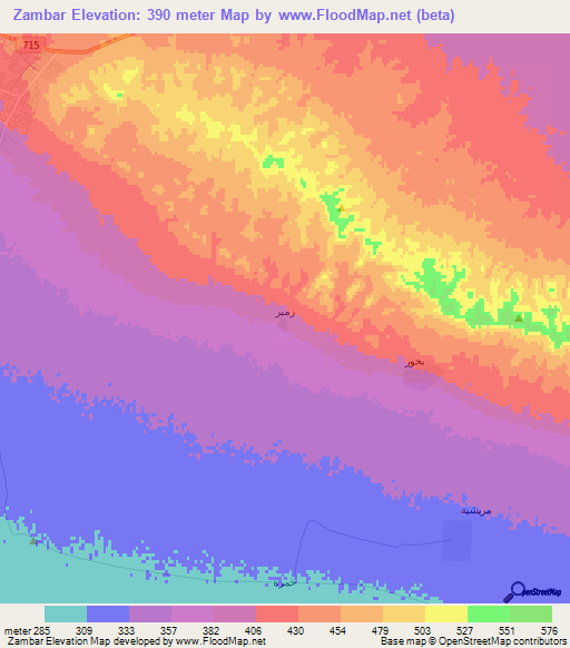 Zambar,Iraq Elevation Map