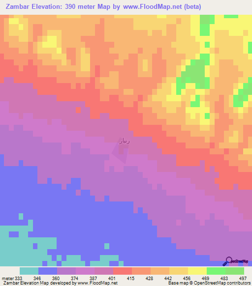 Zambar,Iraq Elevation Map