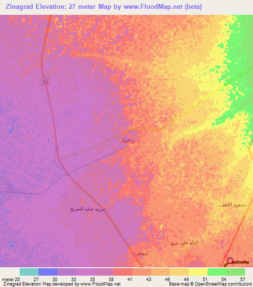 Zinagrad,Iraq Elevation Map