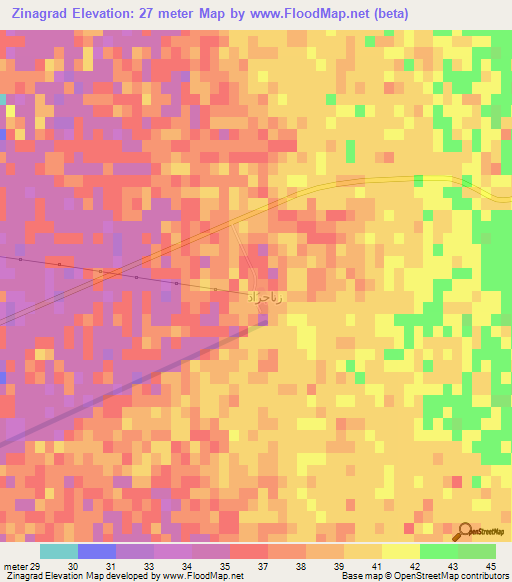 Zinagrad,Iraq Elevation Map